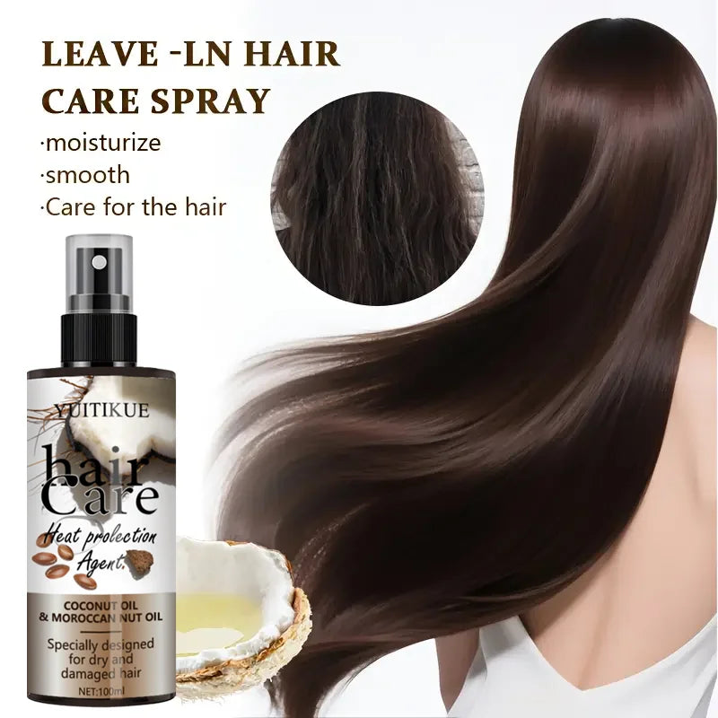 YUITIKUE Coconut Oil & Moroccan Nut Oil Hair Care Spray Heat Protection Agent Nourishing Repair for Dry Damaged Hair