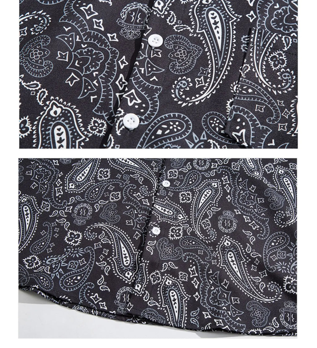 Memz Trendy Long Sve Loose Fit Collared irt for Men with Texture Embroidery Hong Kong Sle Versatile Faionable irt