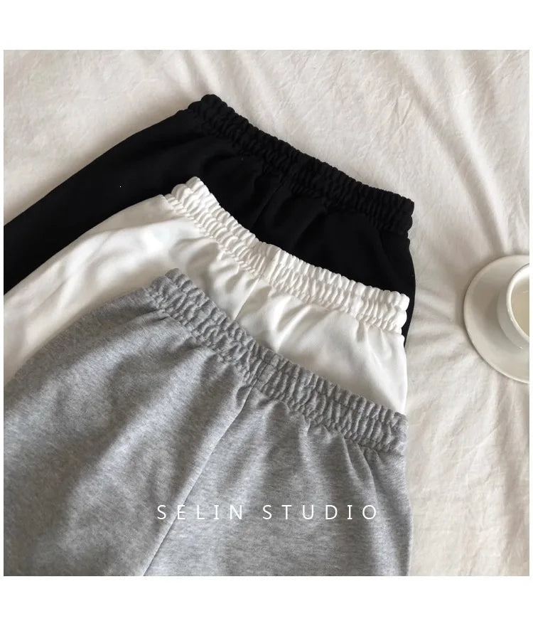 Womens High Waist Sporty Shorts Elastic Waist Loose Fit Versatile Three Quarter Length Hot Pants Summer Outdoor Breathable Short