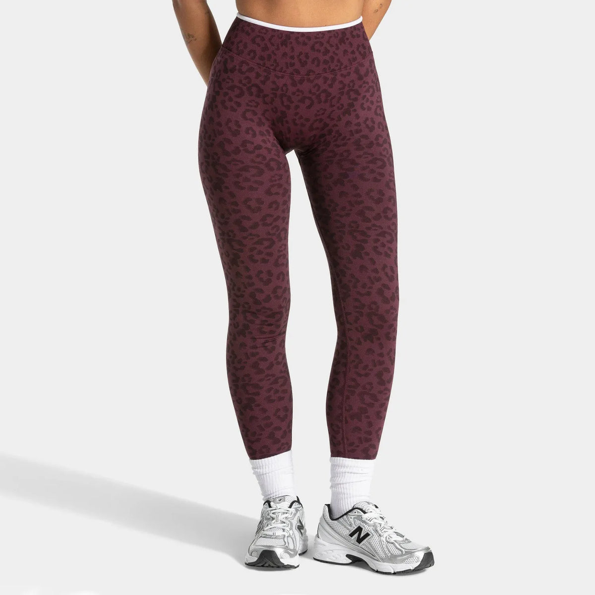 NO LOGO Women leopard print yoga fitness suit, contrasting edge sports bra high waisted leggings running cycling headband