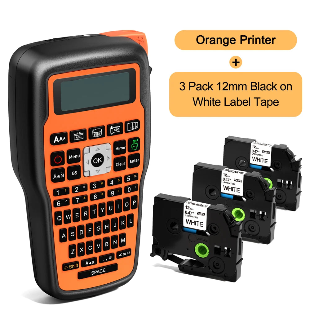 Industrial Labeling E1000 PRO Label Maker Printer Keyboard Symbol Compatible for Brother TZ231 Label Maker Tape Heat Shrink Tube