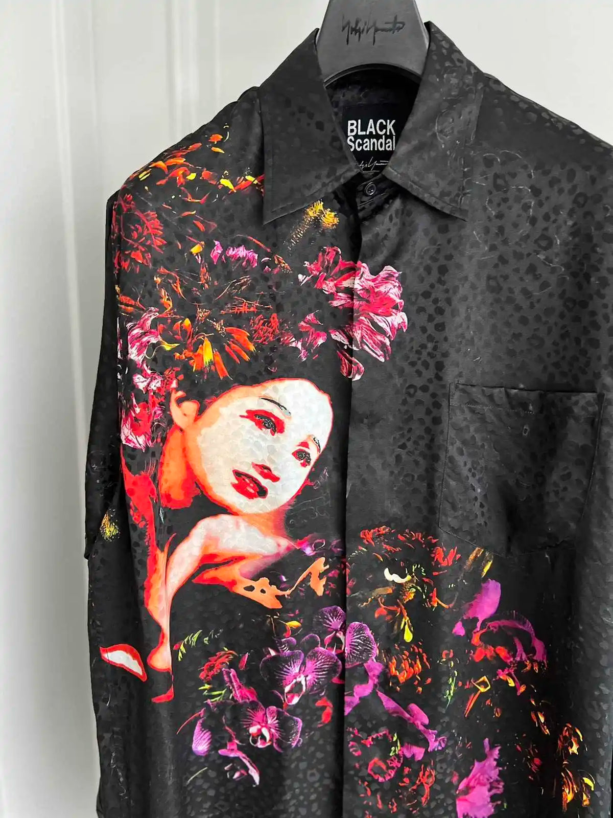 TOP-YAMAMOTO Original Design Ye Huimei Totem Print Leopard Print Mulberry Silk Shirt for men