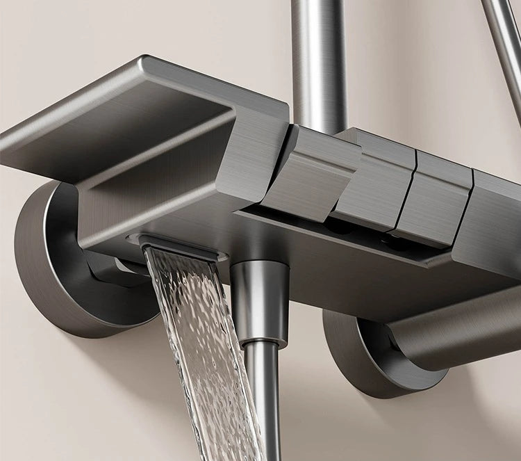 Piano Key Three Ways Water Outlet Shower Set Wall Mount Bathroom Shower Faucet Set Rainlfall Pressurized Bathroom Shower System