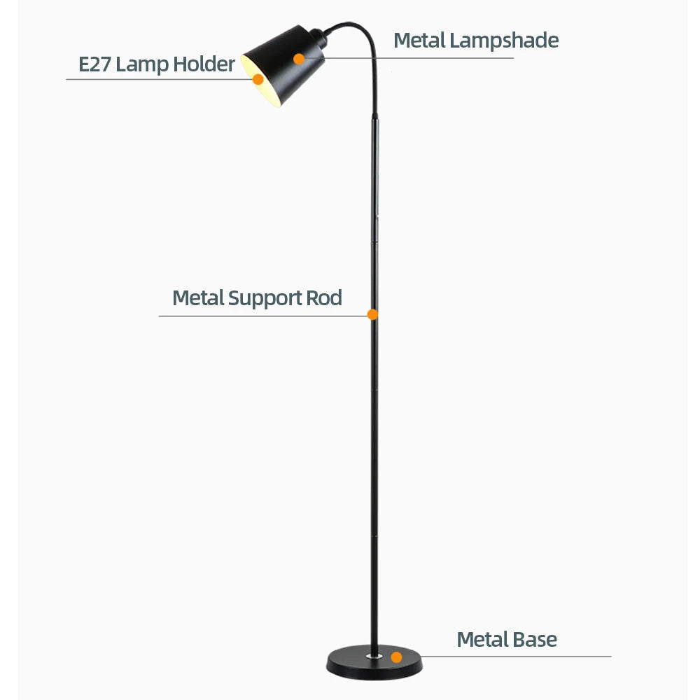Modern LED Floor Lamp Adjustable Standing Light for Living Room Bedroom Office Indoor Decoration Sofa Reading Lighting