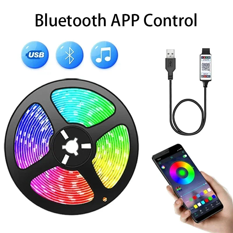 RGB Ambient Light Strip USB 5V LED 5050 Music Sync Flexible Tape Smart Home Lights Remote APP Control for Room TV DIY Decoration