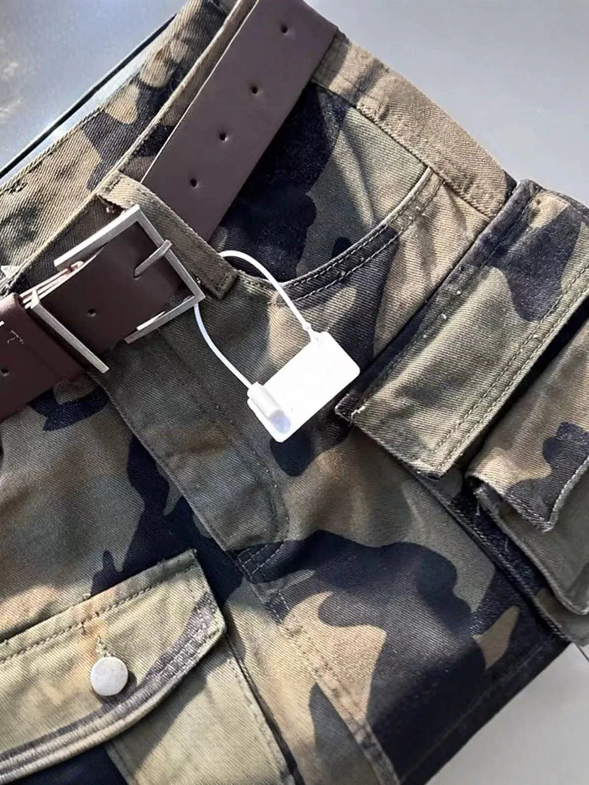 Fashion Spicy Girls Camouflage Denim Skirts American Retro Versatile High Waist Multi Pockets Skirt Summer Women's Mini Skirts