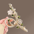 Faux Pearl Decor Flower Design Hair Claw Boho