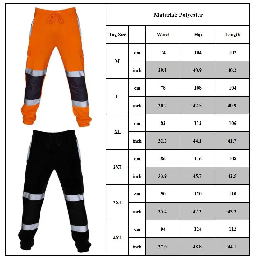 Mens Work Joggers Patchwork Workwear Uniform Bottoms Safety Sweat Pants Striped Reflective Pants Loose Mens Jogging Trousers