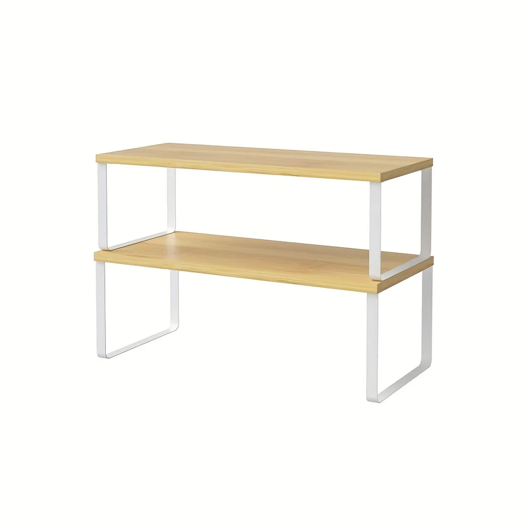 Kitchen Counter Shelves Spice Rack Set of 2, Stackable Cabinet Organizer Shelf, Expandable Kitchen Shelves Organizer for Kitchen