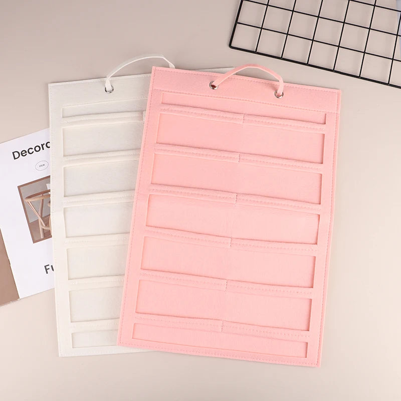 Hanging Hair Claws Clip Storage Pink Organizer For Women Girls Felt Headbands Display Hairpin Sunglasses Accessories Holder Bag