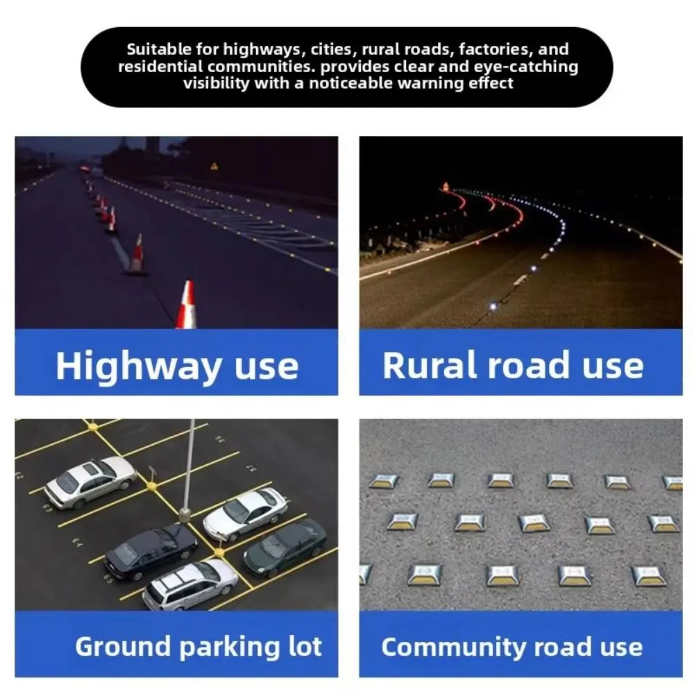 Solar Powered Solar Road Stud Light Outdoor Lighting Portable LED Ground Light Reflective Double Side Solar Energy Spike Lights