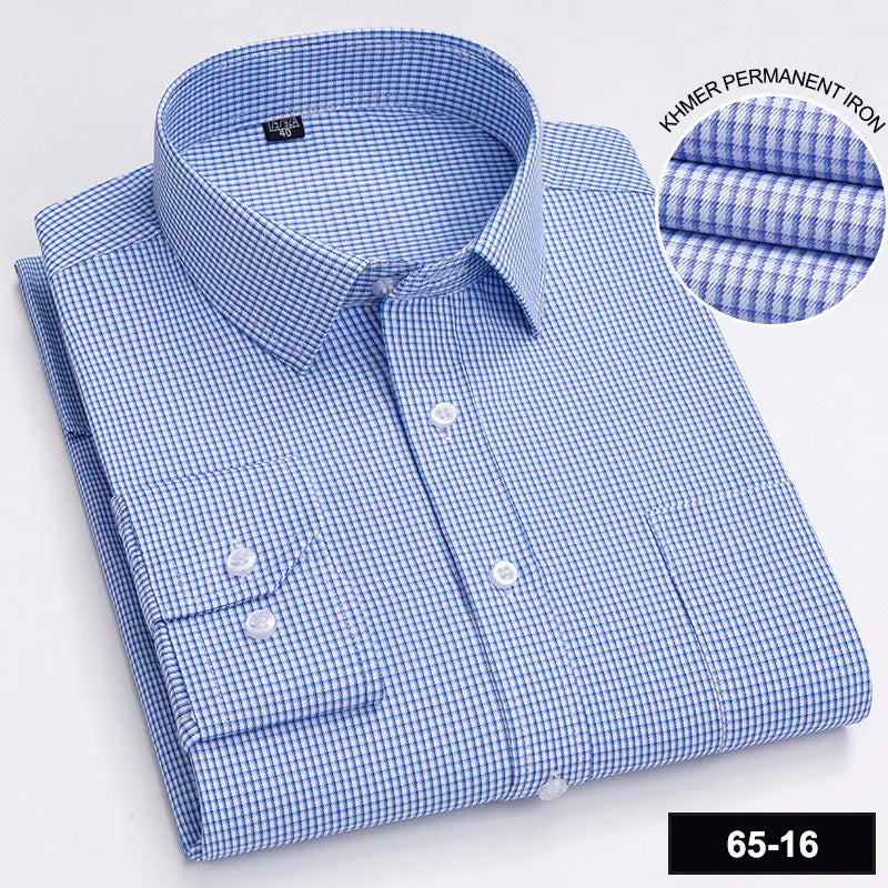 Men's Long Sleeve Shirt High-quality Fashion Casual Print Plaid Stripe Single Pocket Fit Business Formal Office Four Season Top