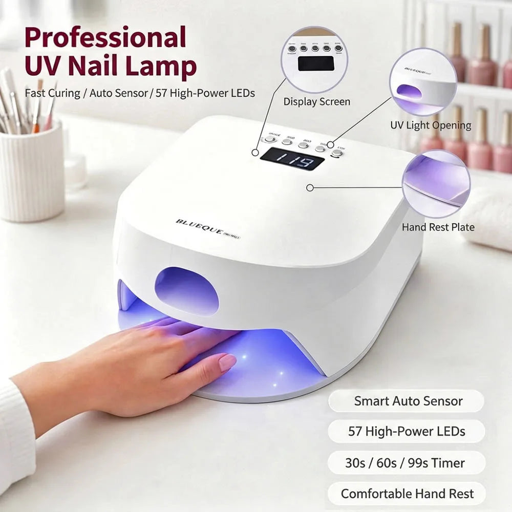 2-in-1 Thumb & Full Hand UV LED Nail Lamp Fast Drying Nail Dryer with Magnetic Mirror Base Smart Auto Sensor for Gel Nails