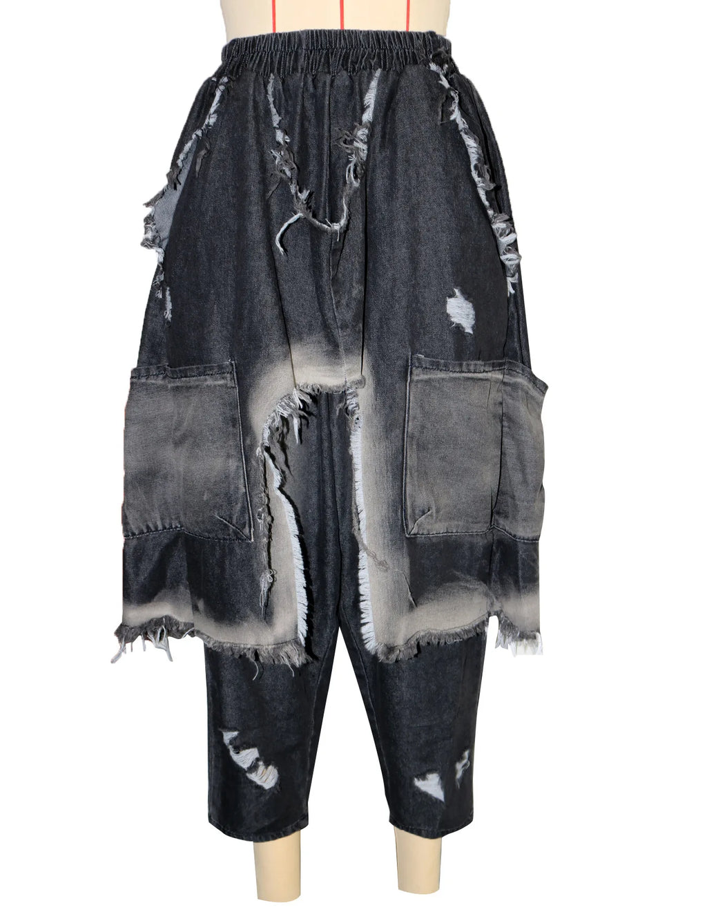New Vintage Distressed Frayed Ripped Jeans Women's Fashion Loose Harem Pants Casual Hip Hop Streetwear Denim Trousers for Women