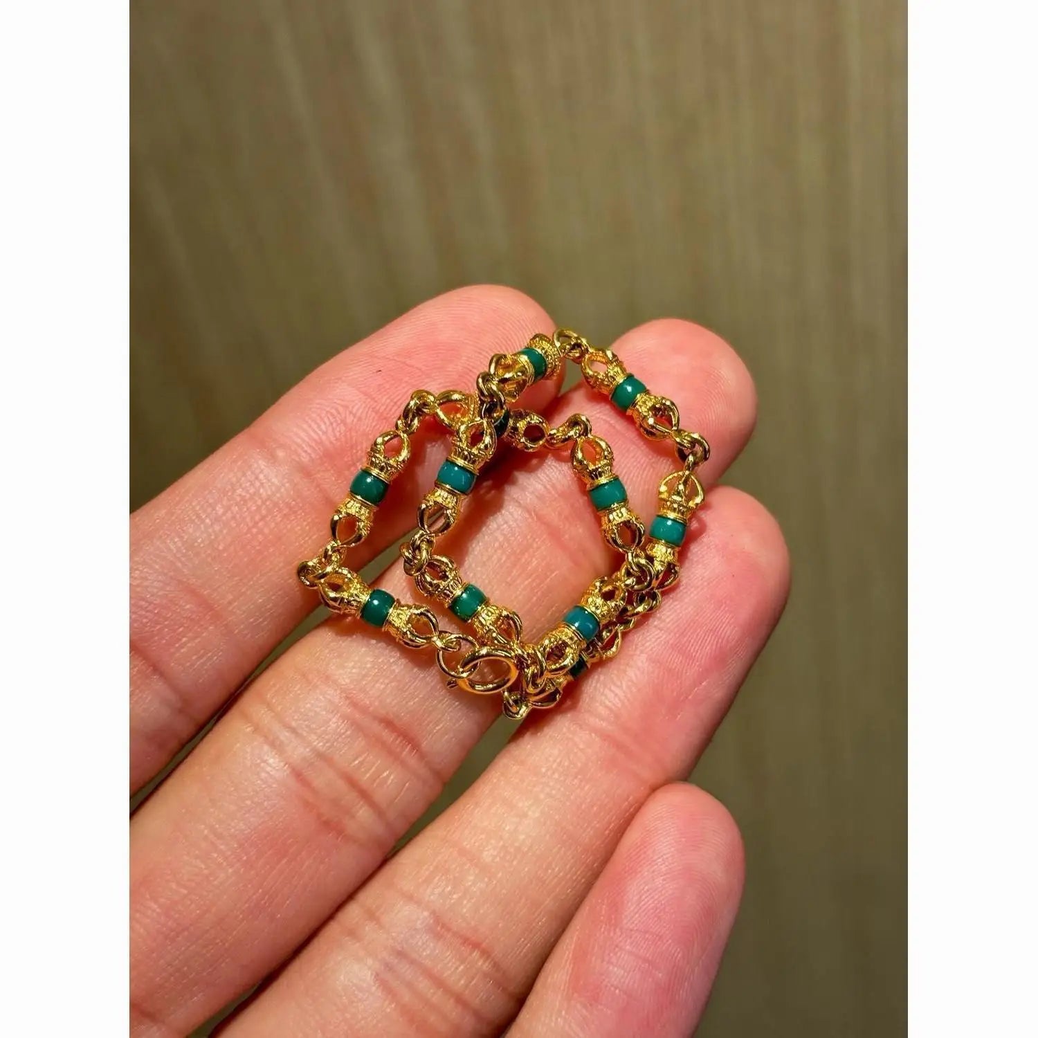 9999 24K real gold Tibetan-style turquoise beaded bracelet ancient color vajra accessories bracelet men and women