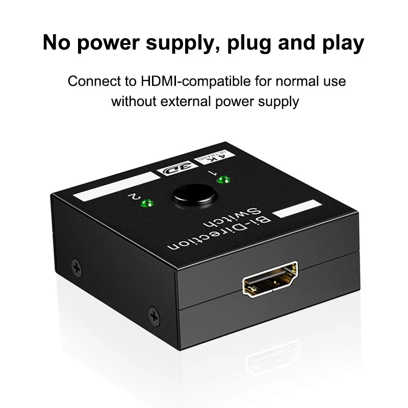 HD 4K 60Hz Bidirectional Switcher HDMI-compatible Switcher 2 in 1 out 1X2 Distribution for PC Laptop Projector