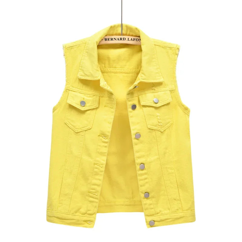 Denim Vest for Women Jacket Spring Streetwear Women Clothing Autumn Coats Fashion Clothes Casual Vintage Elegant Sleeveless