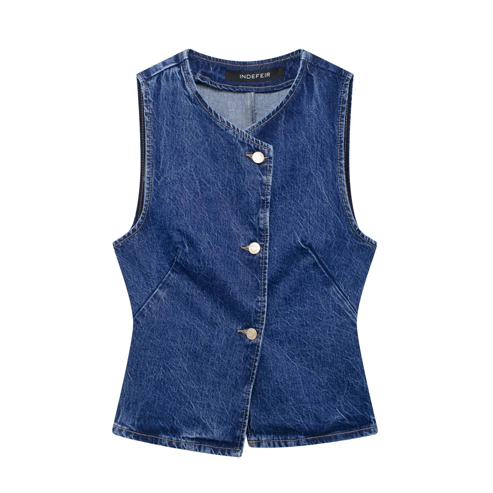 HH 2025 Summer Women Fashion Denim Trousers Set Solid Cropped Vest Top + Chain Lace Up Versatile Female Wide Leg Long Pant
