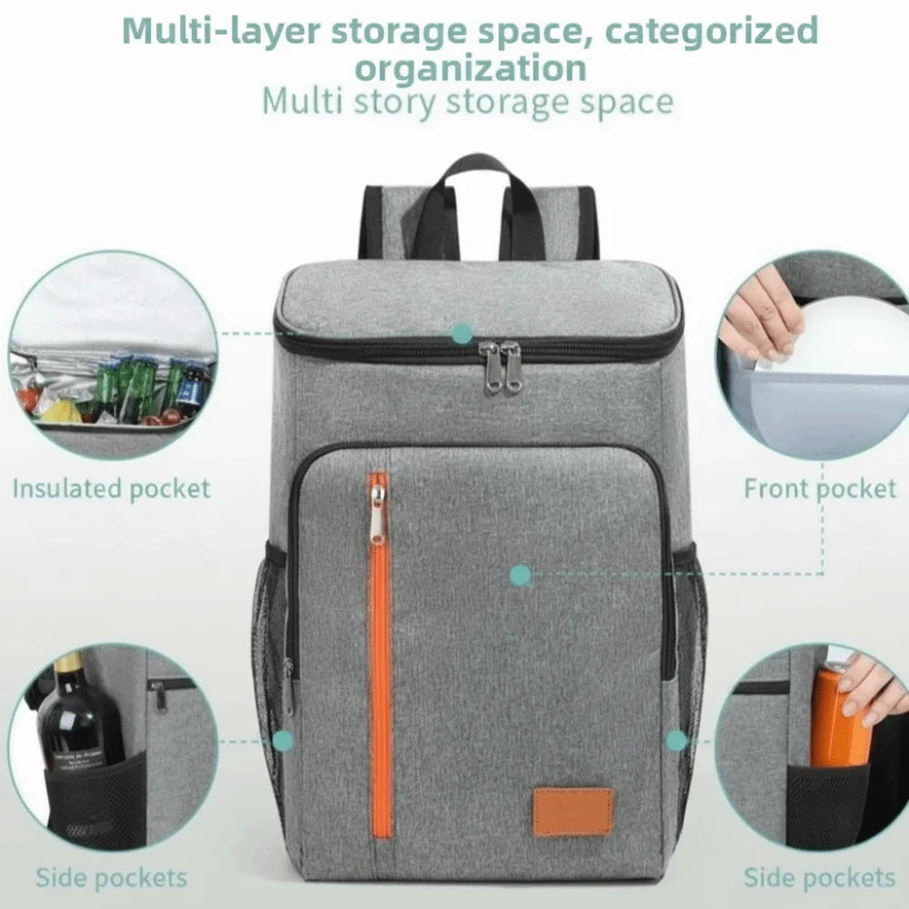 Insulated Backpack Double Shoulder Thickened Portable Thermal Lunch Bag Oxford Fashion Large Capacity Cooler Bag