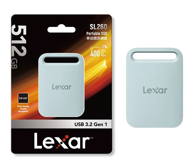 Lexar Portable Solid State Drive SL260X USB3.2 Type-C PSSD 512GB 1TB External Hard Drive Max 390Mb/s Read 400Mb/s Write SSD Disk