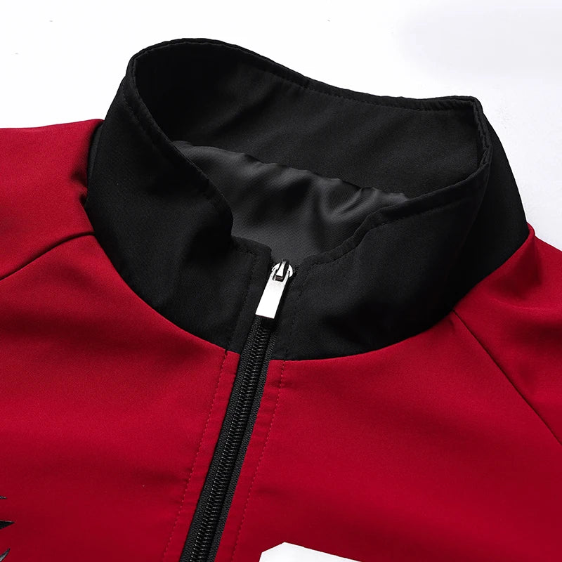 Jacket Man American Street Retro Color Block Stand Collar Jacket Zip Up Loose Trendy Letter Print Fashion Casual Streetwear Coat