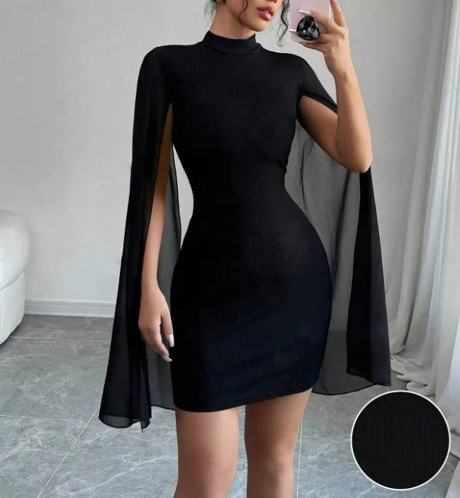 Elegant Long Sleeve Wrap Body Dress Intellectual One Step Slim Fit Autumn Spring Season High Elasticity Polyester Fiber Dress