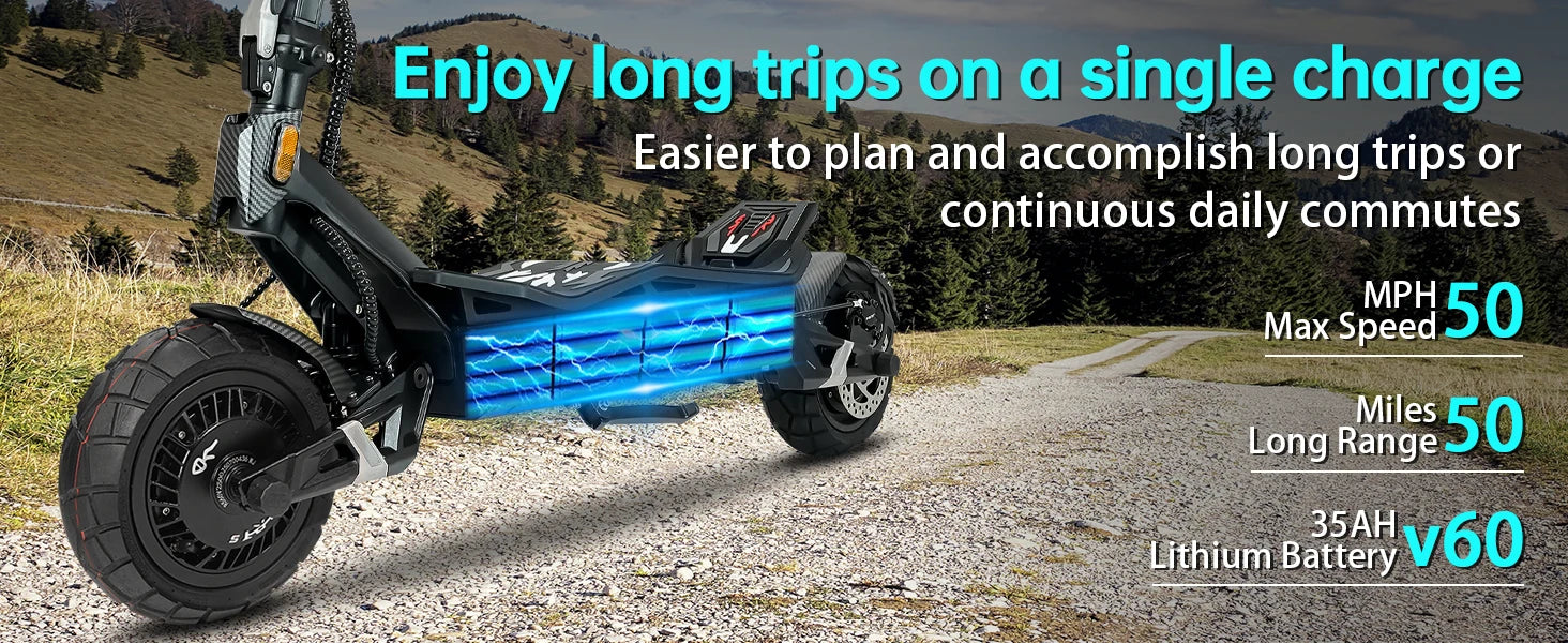 High Power Dual Motor 3000W*2 Electric Scooter 10 Inch Anti-Shock Tires Foldable Adult Off Road E Scooter Long Distance Travel Scooter