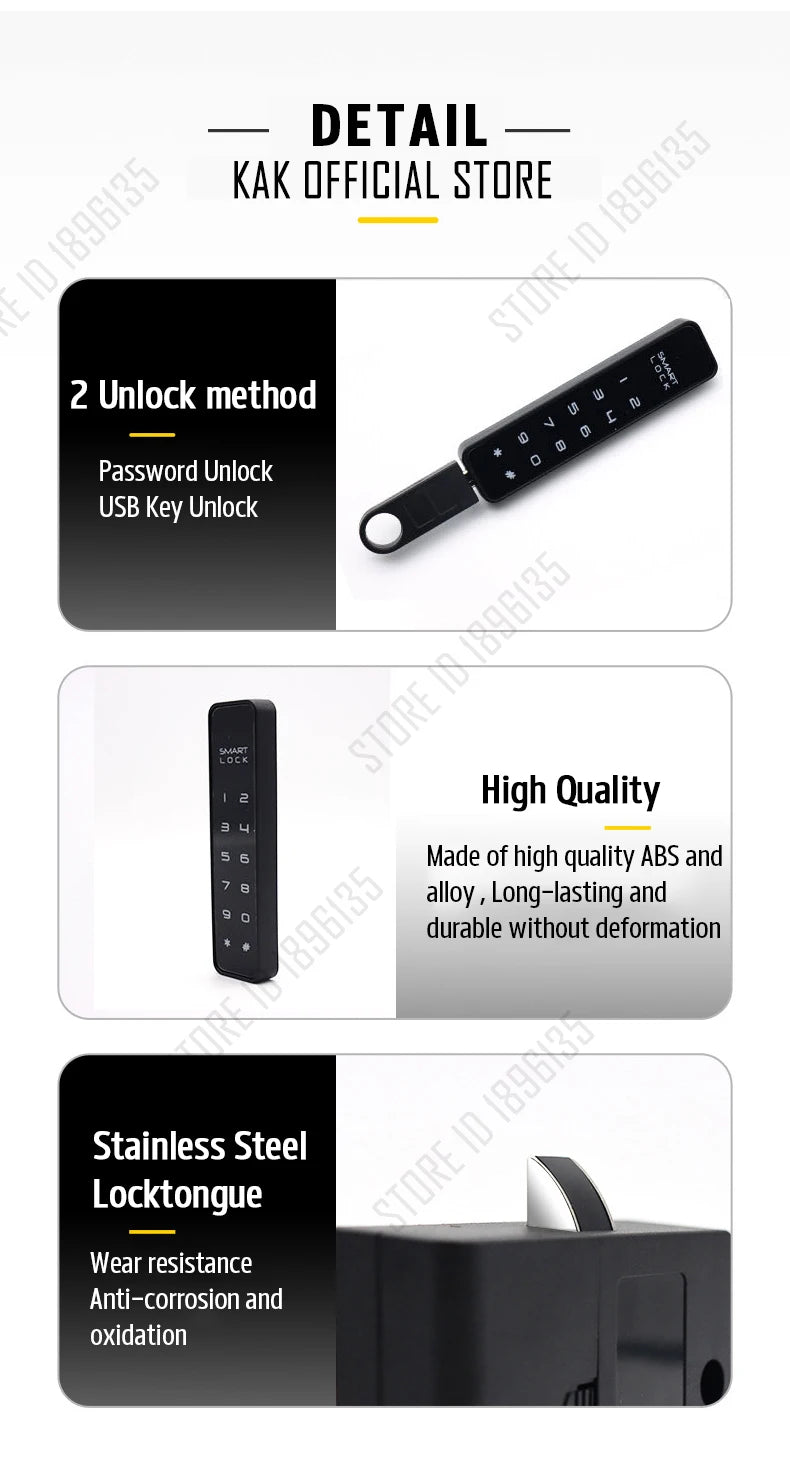 KAK Security Cabinet Password Locks Keyless Door Lock Drawer Combination Code Lock for Gym Locker Lock Electronic Furniture Lock