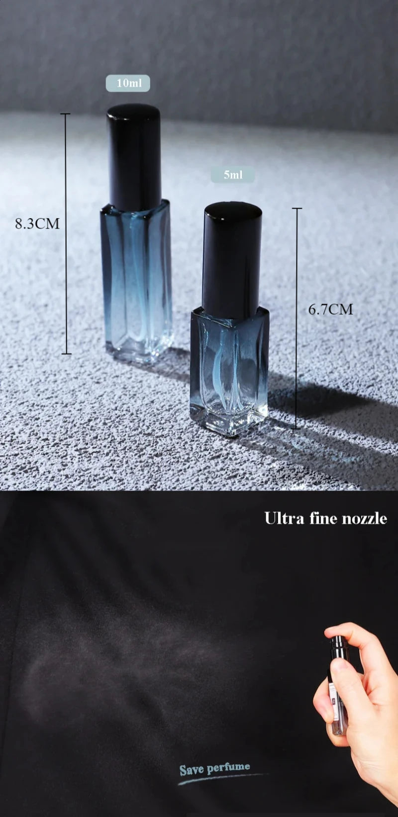 3PCS 10/20ml Perfume Spray Bottle Empty Glass Atomizer Travel Cosmetic Containers Bottle Sample Vials Refillable Drop Shipping