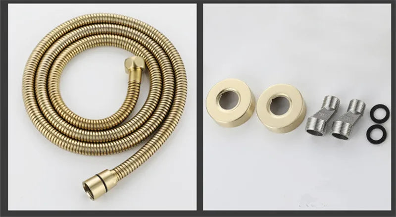 Tuqiu Brushed Gold Bathroom Shower Faucet Set Wall Mounted Shower Faucet, Bathroom Cold and Hot Bath and Shower Mixer Taps Brass