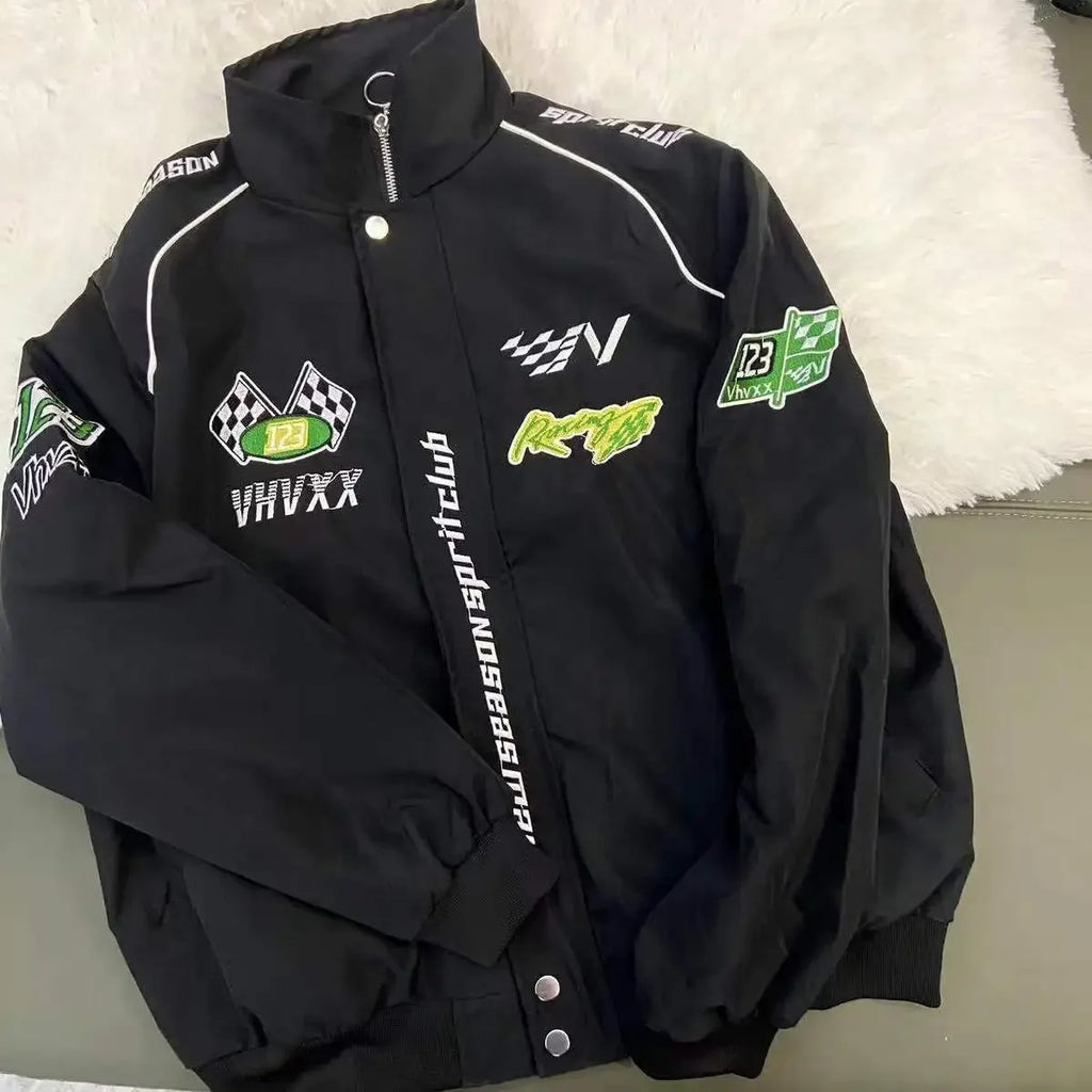 Motorcyclist Man Racer Baseball Uniform Racing Bike Embroidery Windbreaker Coat Spring Autumn Flight Stand-up Men Women  Jacket