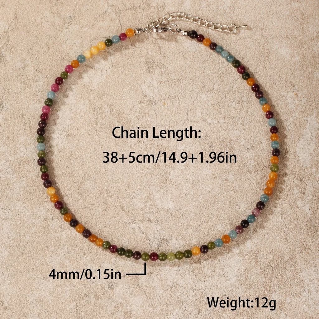 1PC 4mm natural amazonite stone beaded necklace for women ingx tiny pink wintersweet india onyx necklace women beaded jewelry