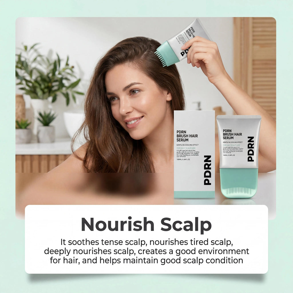 PDRN Hair Serum With Built-In Brush,Strengthen Hair Root Improve Scalp Environment Anti Hair Loss Hair Treatment Scalp Massager