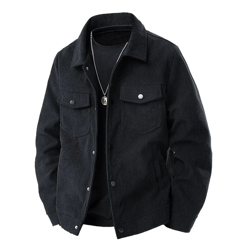 Spring and Autumn Men's Corduroy Lapel Jacket 2025 Men's New American Retro Brand Loose and Handsome Multi-pocket Cargo Jacket