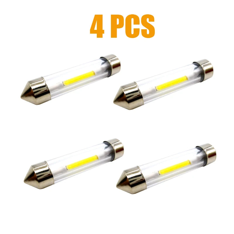 2PCS/4PCS 31 36 39 41mm Sv8.5 C5w C10w Led White Festoon Led Car Light Cob Interior Lighting Reading Signal Lamp Bulb 12V