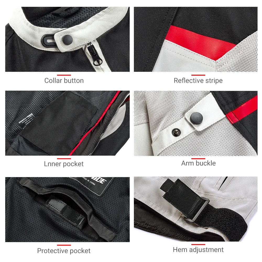 New Motorcycle Jackets Breathable Motorbike Riding Jackets Wear-Resistant Motocross Clothing Built-in Protective Gear