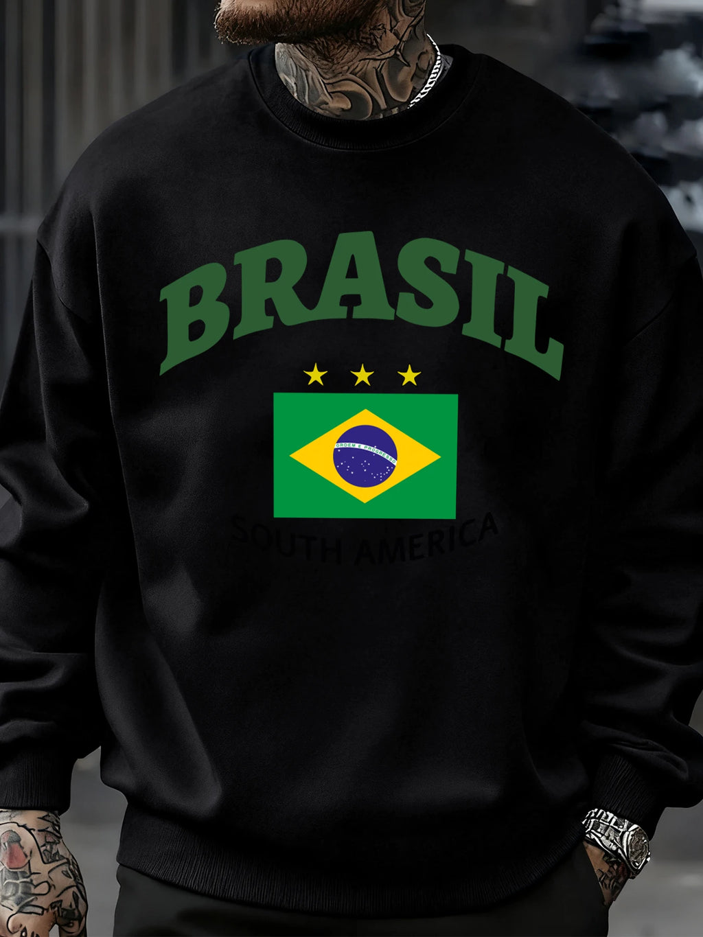 Brasil South America Prints Man Pullover Trendy Fleece Sweatshirt Autumn O-Neck Clothes Warm Milticolor Top Fashion Streetwear