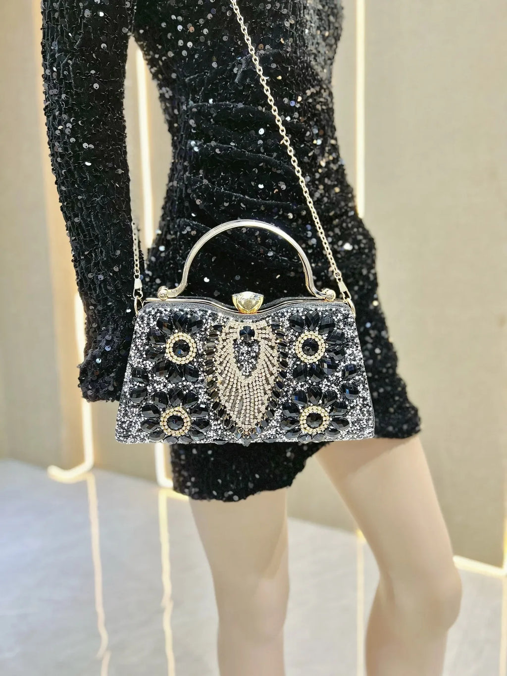 Rhinestone Women Evening Clutch Shiny Dinner Party Handbag Match For Dress Shoulder Crossbody Bag Cosmetic Phone Storage
