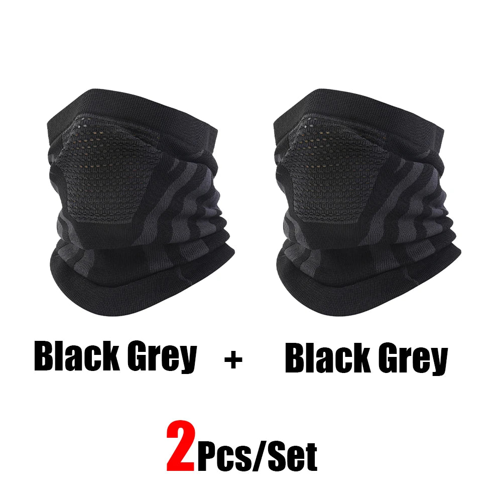 2Pcs/Set Unisex Winter Warm Skiing Mask Elastic Breathable Outdoor Sports Running Fishing Multi-Functional Neck Warmer Headscarf