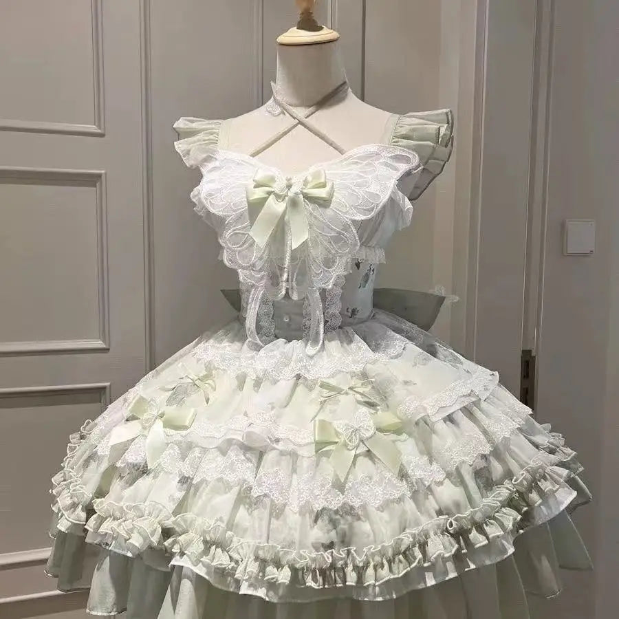 Gothic Y2k Sling Dress Women Harajuku Retro Tulle Ruffles Trim Christmas Party Outfit Grunge Aesthetic Sleeveless Elegant Wear