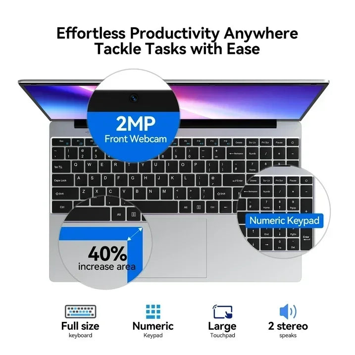 2026 HOT 15.6" Laptop 32GB 2TB Windows 11 Intel Core I9 9900 Gaming Computer PC 1920*1080 HD Gamer Office Ultra Slim Notebook