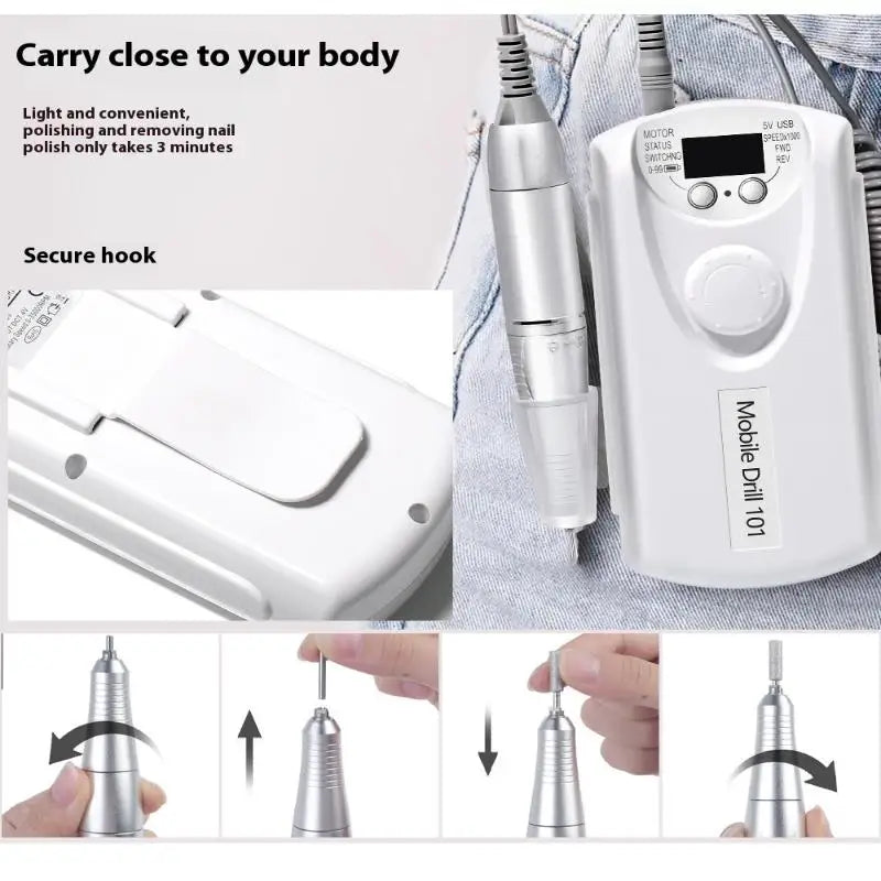 35000 RPM Rechargeable Nail Drill Machine Professional Portable Electric Manicure File For Nails Gel Polish Remove Grinding