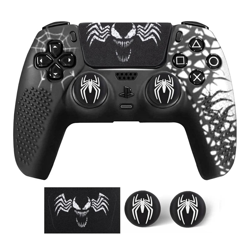 Controller Skin Shell for PS5 Controller Silicone Cover Case with Rubber Thumb Grip Gaps Touch Pad Sticker For PS5 Fit In Dock