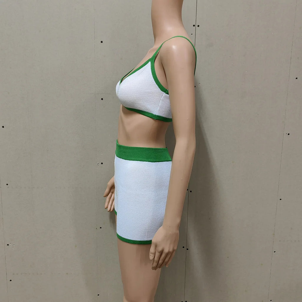 Summer Contrast Knit Outfits Halter Top And Short Trousers Sets Female Beach Holiday Sexy Casual Tracksuit Y2k Women Sets 2026