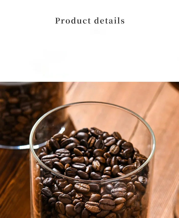 Clear Glass Jar with Bamboo Lid Sealed Canister Food Storage Container for Loose Tea Coffee Bean Sugar Salt Kitchen Gadgets