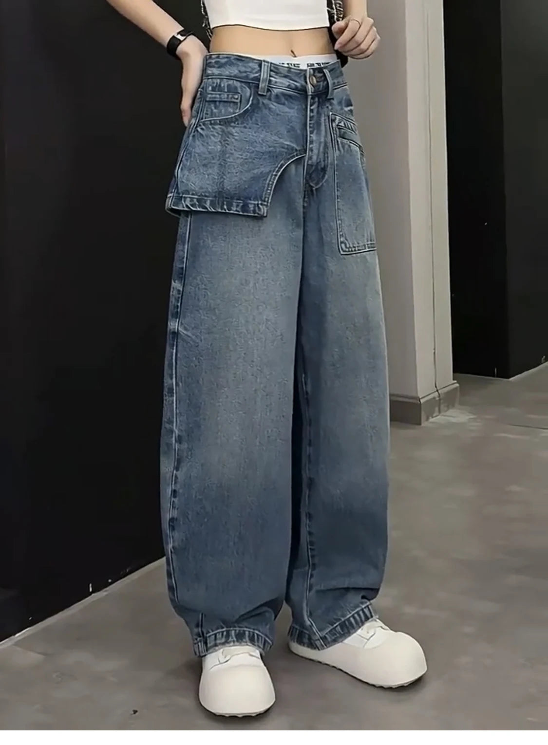 Women Jeans Autumn 2025 New Fashion jeans Pocket patchwork asymmetry Design Long Trousers Women's Clothing Cotton thin pants