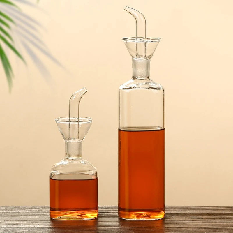 High Borosilicate Glass Oil Dispenser, Leak-Proof Airtight Bottle for Kitchen, Dripless Soy Sauce, Vinegar & Seasoning Pot