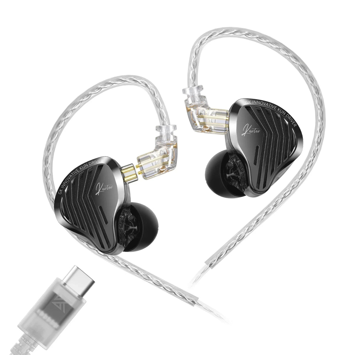 Gk Kunten 1DD Dynamic Drive Earphone Hifi IEMs In Ear Earbuds 2pin Detachable Cable Metal Gamer Headset
