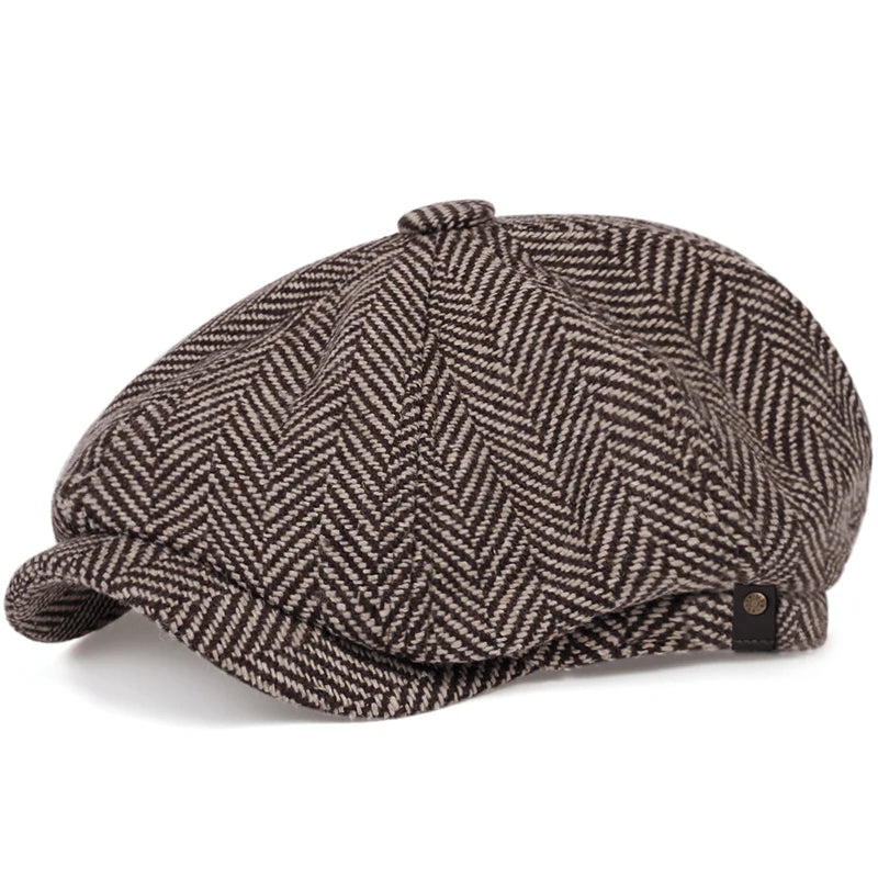 Retro Newsboy Caps Men British Painters Hats Autumn Winter Berets Herringbone Flat Cap Hip Hop Berets