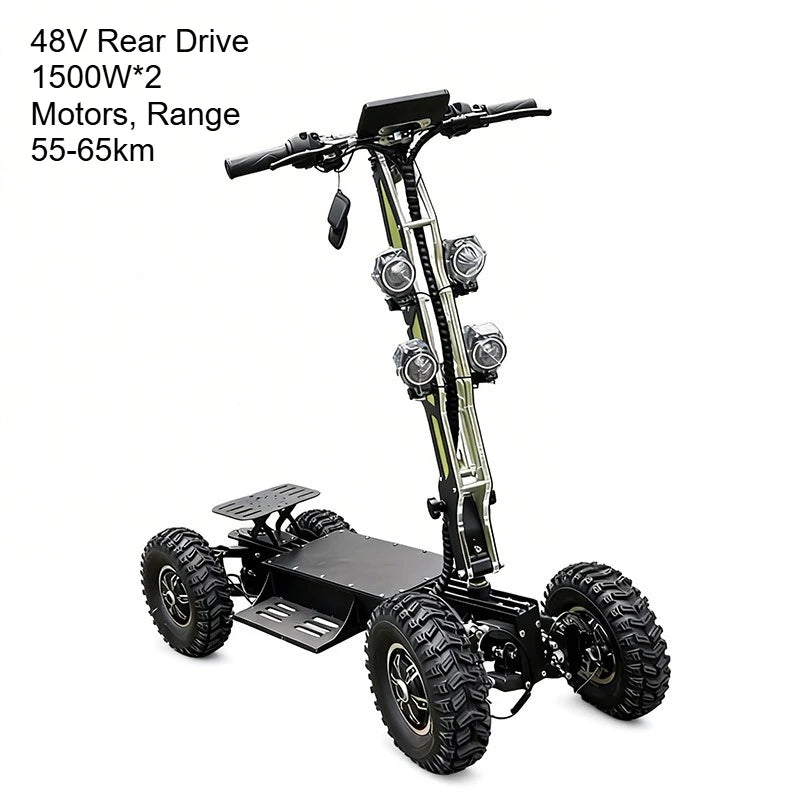 13 inches 4-Wheel High-Speed Electric Scooter – Dual/All-Wheel Drive Foldable Off-Road Vehicle for Outdoor & Patrol Use